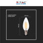 V-Tac VT-2127 Lampadina LED E14 6W Candle Bulb C35 Candela