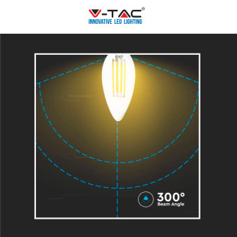 V-Tac VT-2127 Lampadina LED E14 6W Candle Bulb C35 Candela