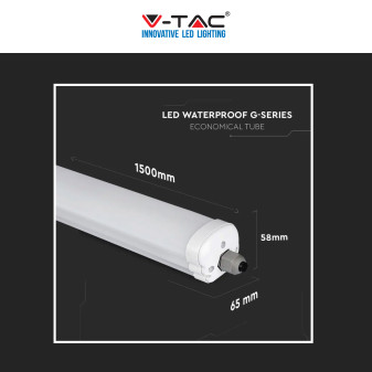 V-Tac VT-1574 Tubo LED Plafoniera 48W Lampadina SMD IP65 150cm